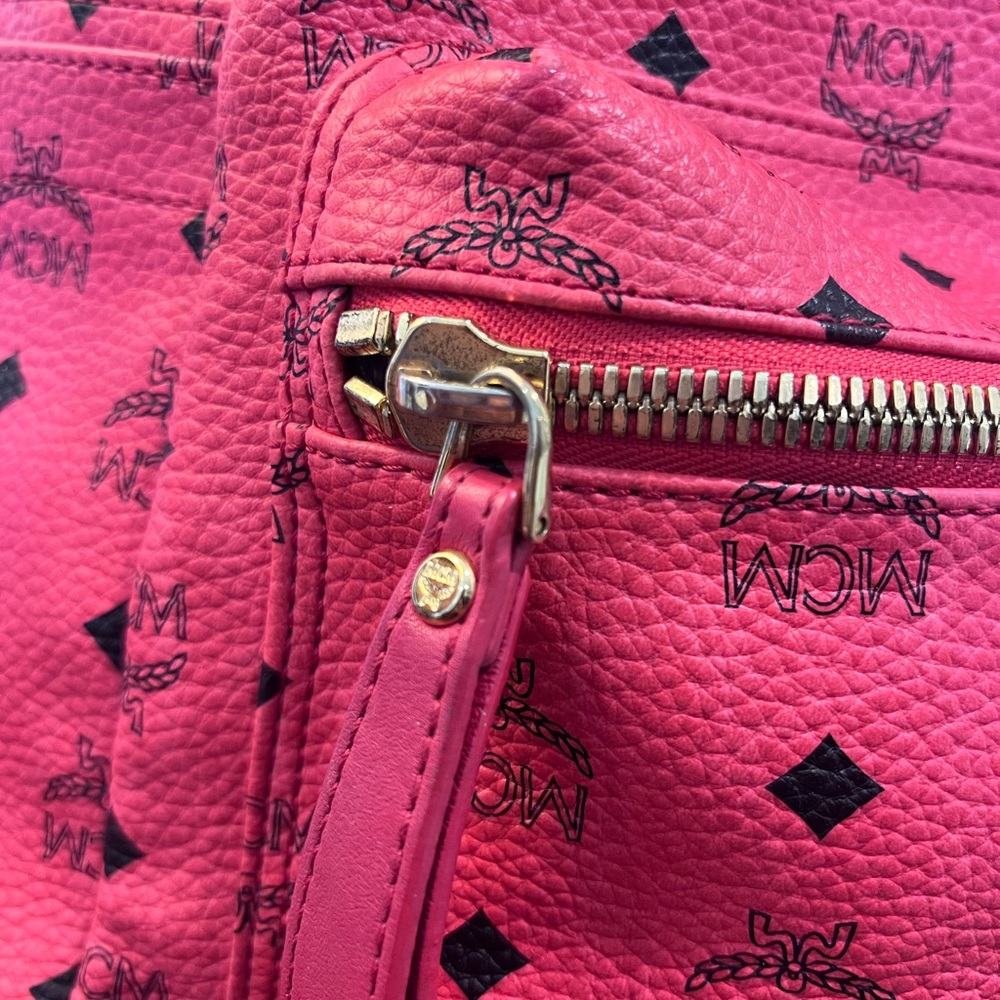 MCM Vibrant Pink Visetos Leather Backpack - Picture 3 of 11